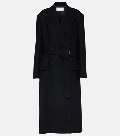 Shop Dries Van Noten Rufia Double-breasted Wool-blend Overcoat In Black