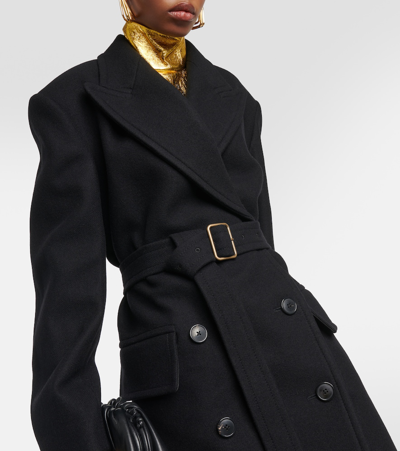 Shop Dries Van Noten Rufia Double-breasted Wool-blend Overcoat In Black