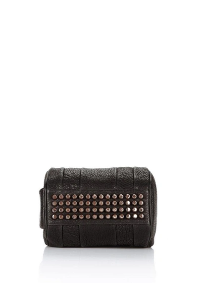 Shop Alexander Wang Rockie In Pebbled Black With Rose Gold