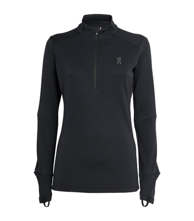 Shop On Running Long-sleeve Climate Zip-up T-shirt In Black