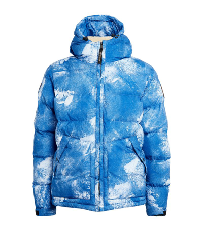 Shop Napapijri Hooded Camouflage Puffer Jacket In Blue