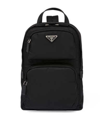 Shop Prada Re-nylon And Saffiano Leather Backpack In Black
