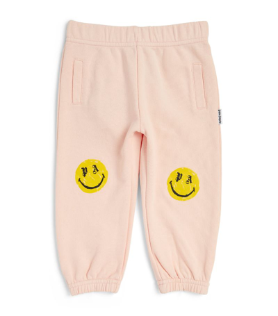 Shop Palm Angels X Smiley Patch Sweatpants (3-24 Months) In Pink