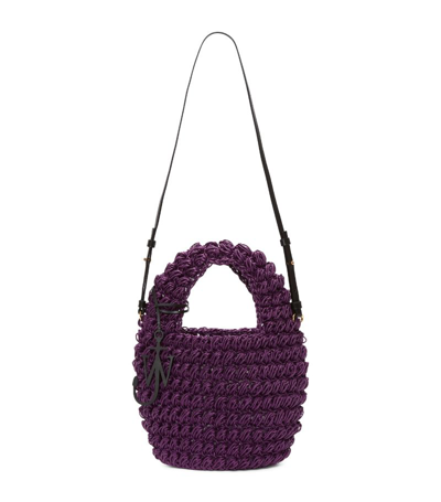 Shop Jw Anderson Medium Woven Popcorn Basket Bag In Purple
