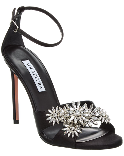 Shop Aquazzura Crystal Margarita 105 Satin Sandal In Black