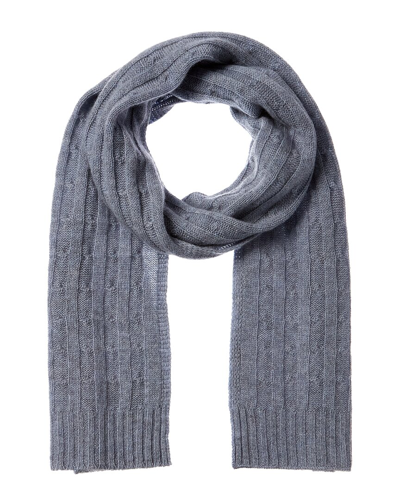 Shop Qi Cashmere Cable Stitch Cashmere Scarf In Blue