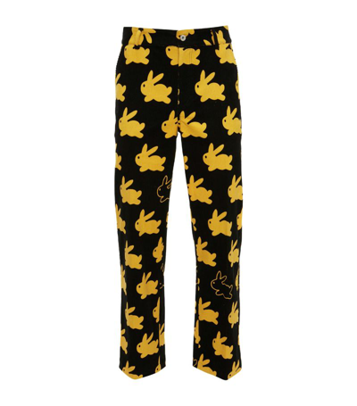 Shop Jw Anderson Corduroy Bunny Straight Trousers In Black