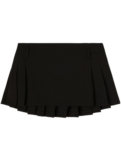 Shop Ambush Pleated Wool Mini Skirt In Black