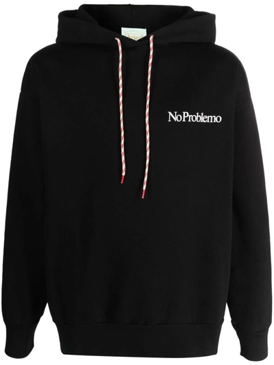 Shop Aries No Problemo Cotton Hoodie In Black