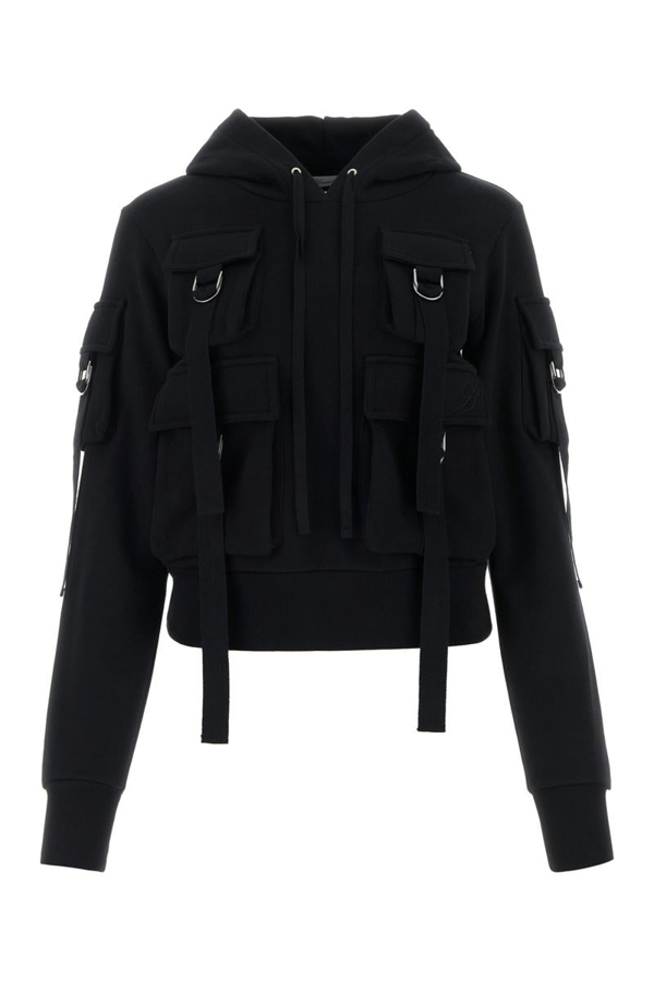 Blumarine buckle-detail zip-up cotton hoodie - Black