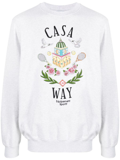 Shop Casablanca Logo Organic Cotton Sweatshirt In Grey