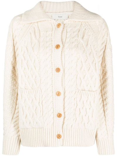 Shop Dunst Wool And Cotton Blend Cardigan In Beige