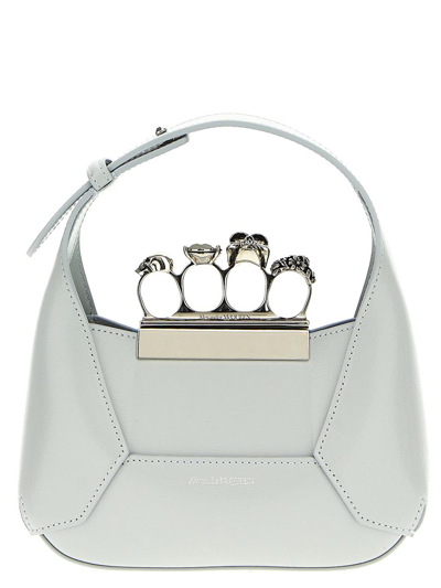 Shop Alexander Mcqueen 'the Jewelled Hobo Mini' Handbag In White