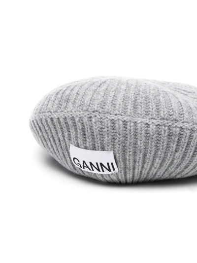Shop Ganni Logo-patch Ribbed Hat
