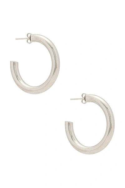 Shop Jordan Road Jewelry Medium Cloud Hoop Earrings In 18k Rhodium Plated Brass