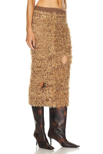 Shop Acne Studios Fuzzy Skirt In Camel Brown