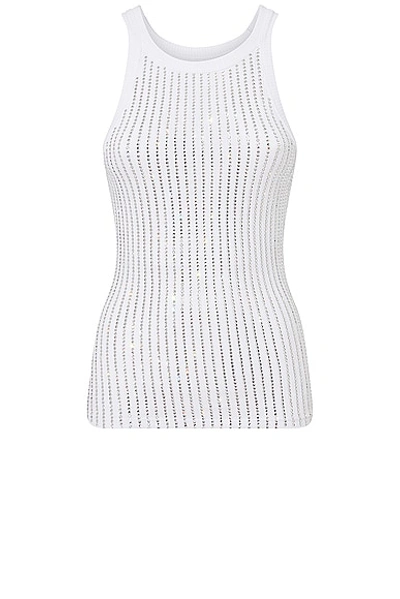 Shop Attico Hotfixed Crystal Tank Top In White