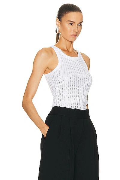 Attico White Tank Top With White Rhinestone In White