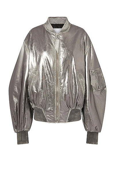 Shop Attico Mirror Leather Jacket In Silver