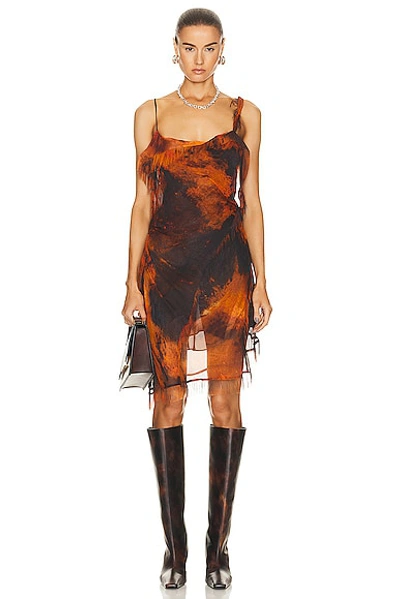 Shop Acne Studios Draped Mini Dress In Rust Orange