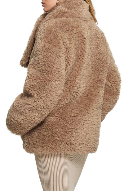 Guess Rebecca Faux Fur Coat In Light Brown
