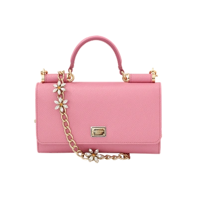 Shop Dolce & Gabbana Sicily Von Crystal Belt And Wallet In Rosa