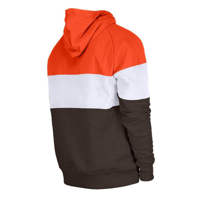 Shop New Era Orange Cleveland Browns Throwback Colorblocked Pullover Hoodie