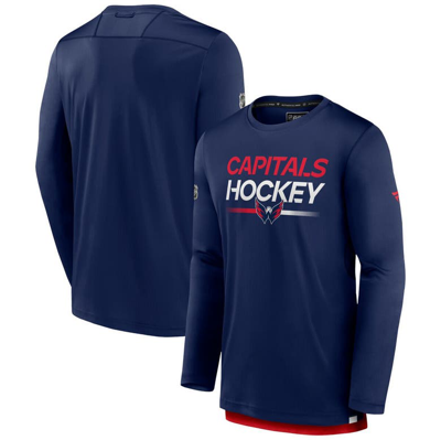 Shop Fanatics Branded  Navy Washington Capitals Authentic Pro Long Sleeve T-shirt