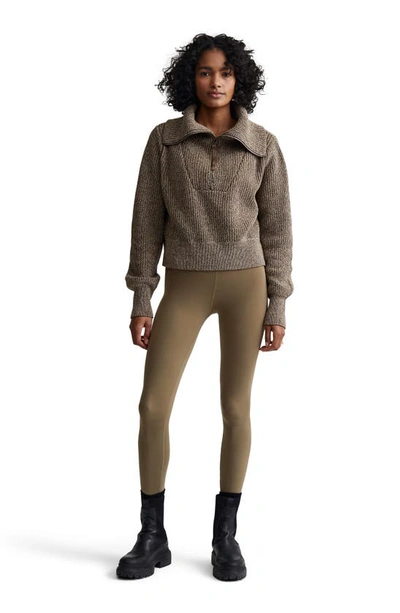 Shop Varley Mentone Half Zip Sweater In Dark Olive Speckle