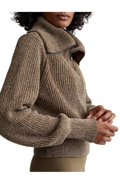 Varley Mentone Half Zip Sweater In Dark Olive Speckle