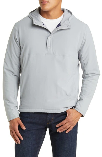 Shop Peter Millar Approach Half Placket Hooded Pullover Jacket In Gale Grey