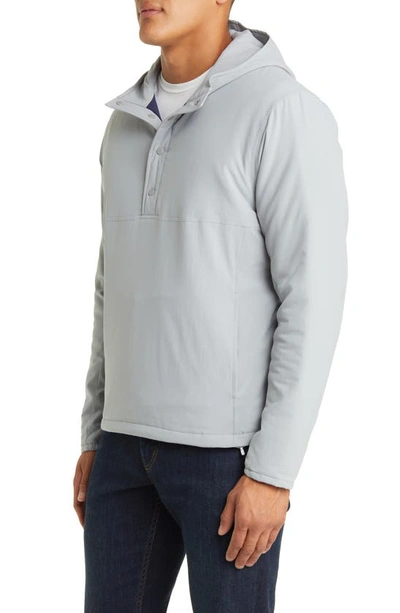 Shop Peter Millar Approach Half Placket Hooded Pullover Jacket In Gale Grey