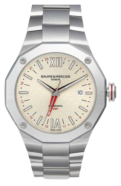 Shop Baume & Mercier Riviera 10658 Automatic Bracelet Watch, 42mm In Silver Coloured