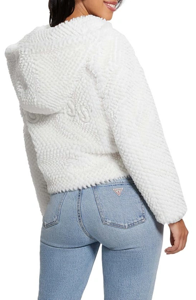 Guess Theoline Faux Fur Hooded Jacket In White