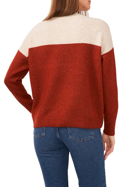 Shop Vince Camuto Extended Shoulder Colorblock Sweater In Rust Red