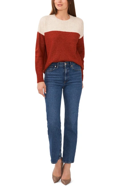 Shop Vince Camuto Extended Shoulder Colorblock Sweater In Rust Red