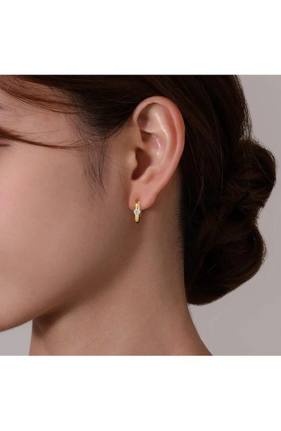 Shop Lafonn Simulated Diamond Huggie Hoop Earrings In Yellow Gold/ White
