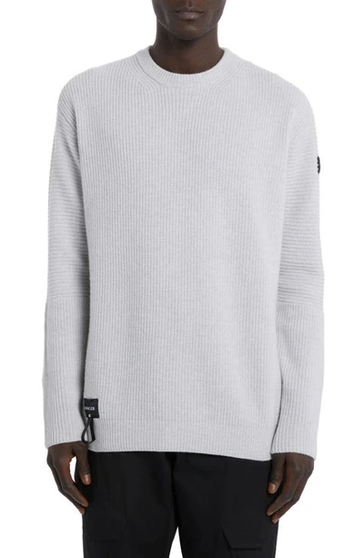 Shop Moncler Wool Rib Sweater In Silver Cloud