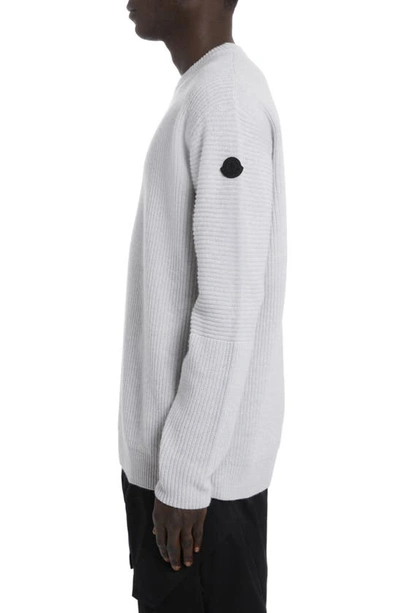 Shop Moncler Wool Rib Sweater In Silver Cloud