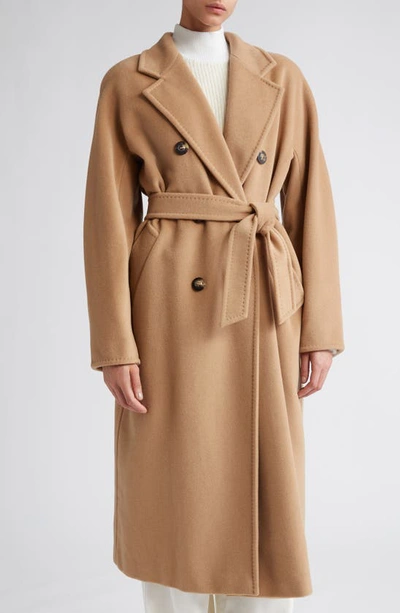 Shop Weekend Max Mara Madame Double Breasted Wool & Cashmere Belted Coat In Camel