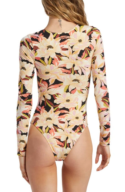 Shop Billabong Dream State Floral One-piece Rashguard Swimsuit In Ivory Multi