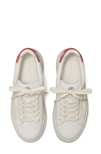 Shop Tory Burch Ladybug Sneaker In Titanium White / Washed Berry