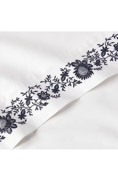 Shop Ralph Lauren Eloise Embroidered 624 Thread Count Organic Cotton Flat Sheet In Polo Navy