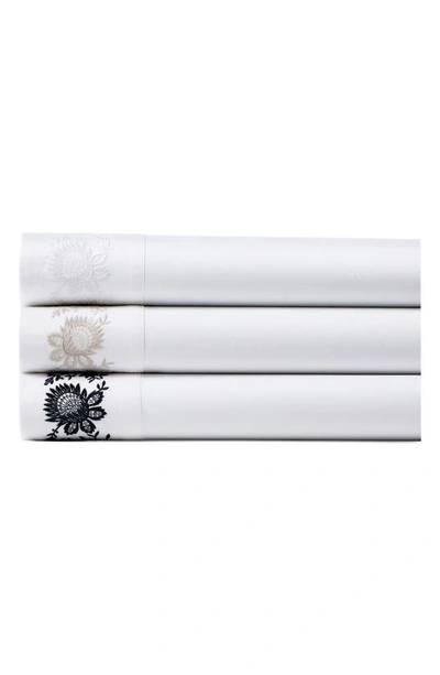 Shop Ralph Lauren Eloise Embroidered 624 Thread Count Organic Cotton Flat Sheet In True Platinum