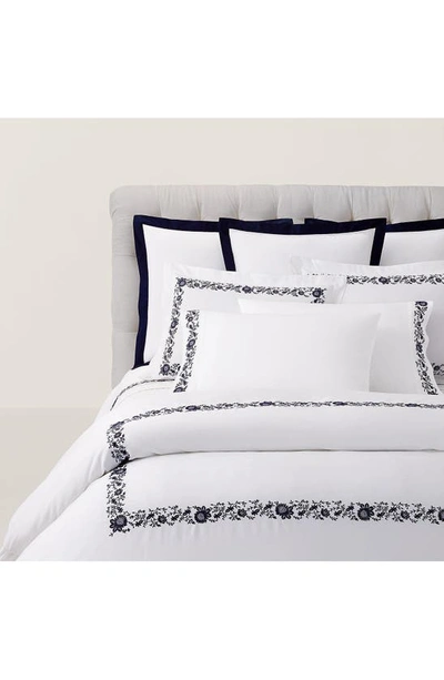 Shop Ralph Lauren Eloise Embroidered Organic Cotton Duvet Cover In Polo Navy