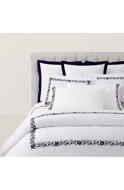 Polo Ralph Lauren Eloise Embroidered 624 Thread Count Organic Cotton Duvet Cover In Polo Navy