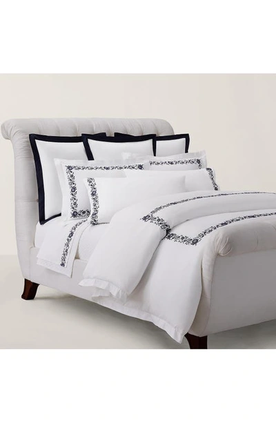 Shop Ralph Lauren Eloise Embroidered Organic Cotton Duvet Cover In Polo Navy