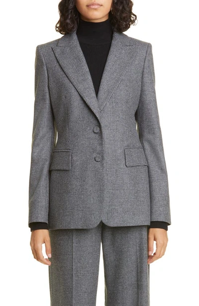 Shop Max Mara Catone Houndstooth Check Virgin Wool & Cashmere Jacket In Dark Grey