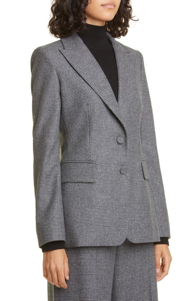 Shop Max Mara Catone Houndstooth Check Virgin Wool & Cashmere Jacket In Dark Grey
