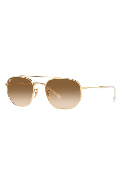Ray Ban 57mm Gradient Square Aviator Sunglasses In Gold Flash